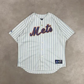 MAJESTIC METS DAVIS 29 CREAM STRIPES JERSEY