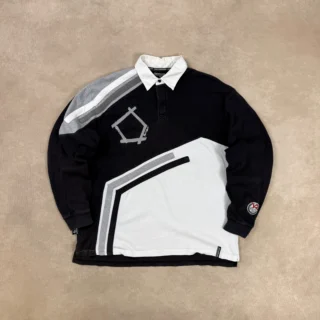 ROCAWEAR BLACK WHITE LONGSLEEVE POLO