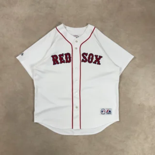 MAJESTIC RED SOX WHITE BASEBALL JERSEY