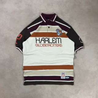 PLATINUM FUBU HARLEM GLOBETROTTERS BROWN STRIPES POLO