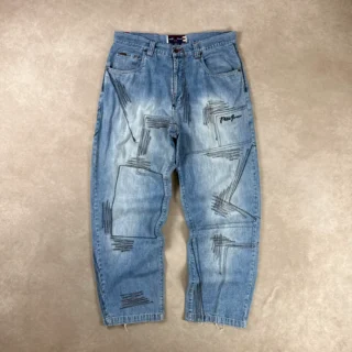 PHAT FARM LIGHT BLUE EMBROIDERY DENIM