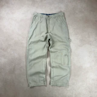 SNOOP DOGG CLOTHING POCKET LOGO BEIGE BAGGY PANTS