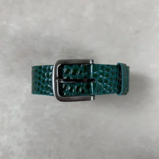 CROCODILE PRINTED LEATHER BELT GREEN