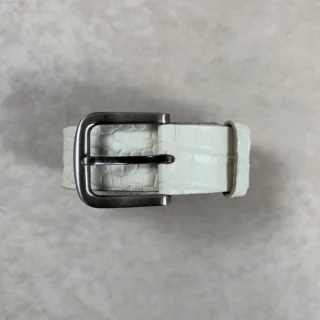 CROCODILE PRINTED LEATHER BELT WHITE