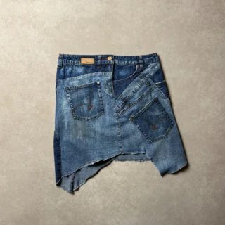 TRIPLE 5 SOUL DOUBLE DENIM MINI SKIRT