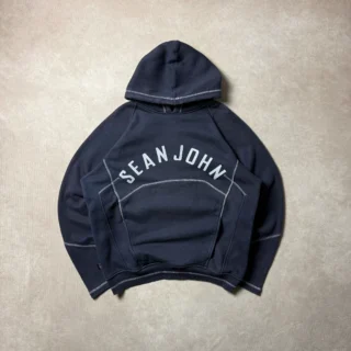 SEAN JOHN WHITE STITCHED NAVY HOODIE